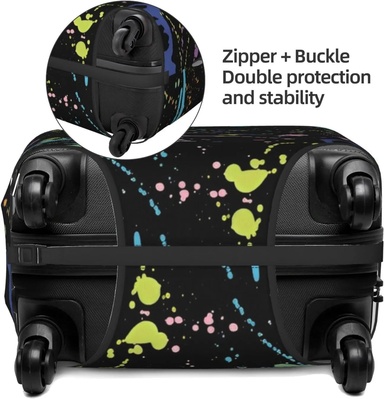 Paint Splatter Travel Luggage Cover Fits 18-32 Inch Luggage, Elastic Suitcase Cover Protector with Concealed Zipper for Wheeled Suitcase Tsa Approved