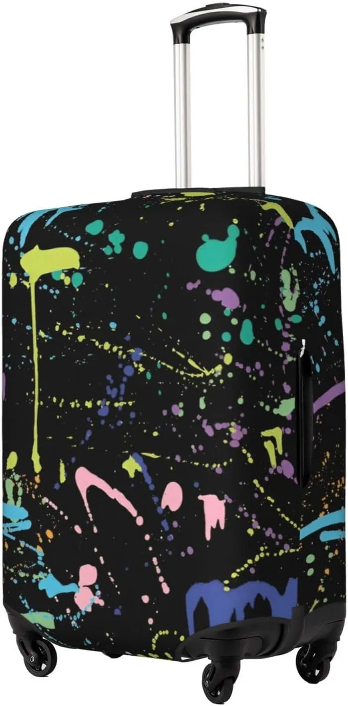 Paint Splatter Travel Luggage Cover Fits 18-32 Inch Luggage, Elastic Suitcase Cover Protector with Concealed Zipper for Wheeled Suitcase Tsa Approved