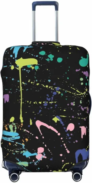 Paint Splatter Travel Luggage Cover Fits 18-32 Inch Luggage, Elastic Suitcase Cover Protector with Concealed Zipper for Wheeled Suitcase Tsa Approved
