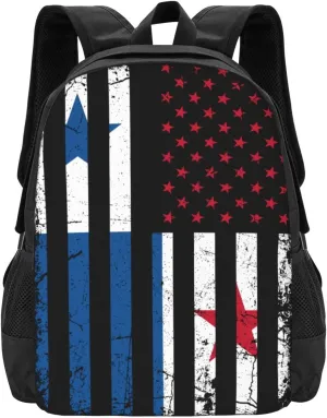 Panamanian American Flag Panama America Roots Casual Backpacks Large Capacity Backpack Laptop Rucksack Sport Daypack Commuter Bags with Adjustable Strap for Traveling Camping