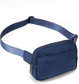 Pander Everywhere Belt Bag for Women, 5 Zipper Pockets Nylon Crossbody Fanny Pack Purse (Blue Perennial)