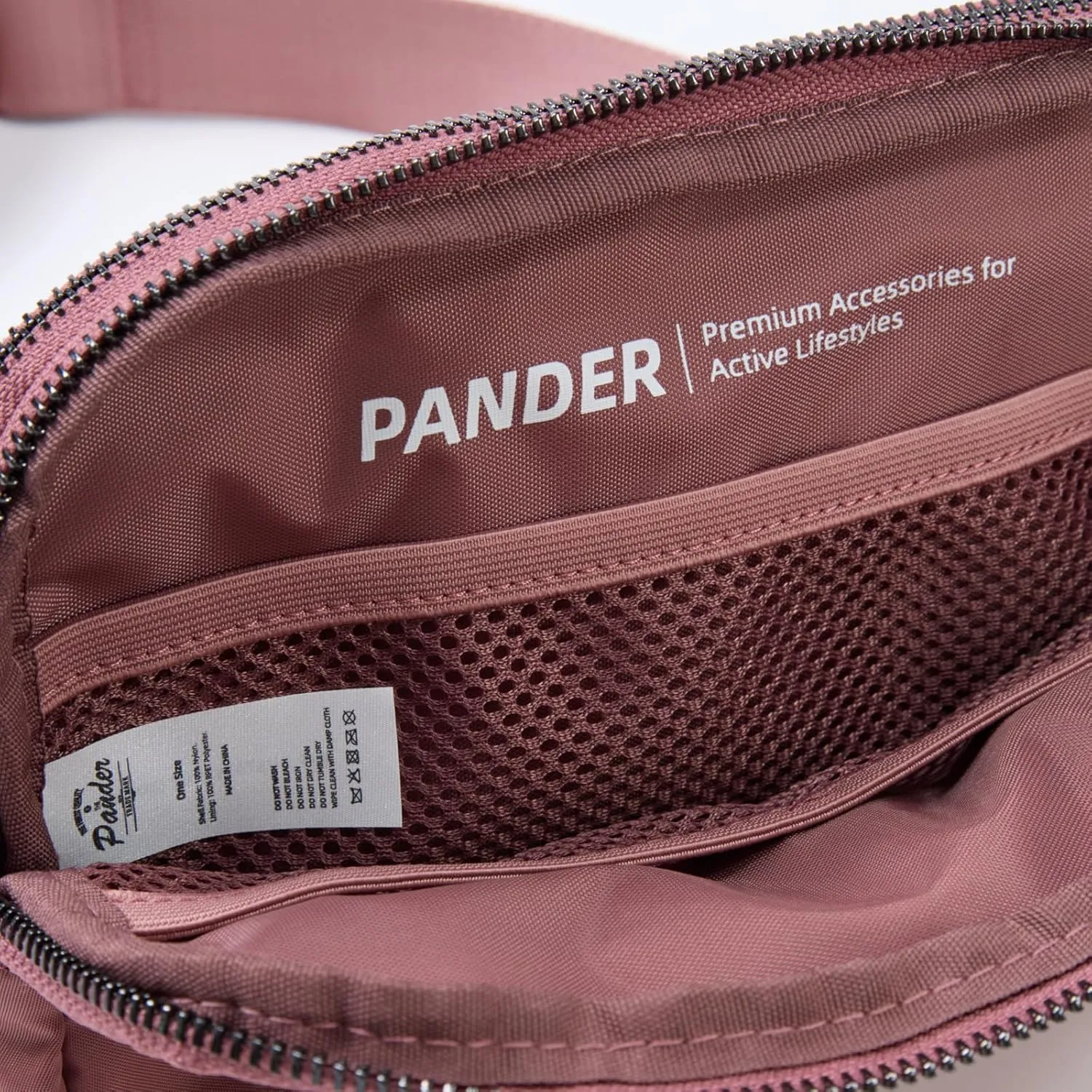 Pander Everywhere Belt Bag for Women, 5 Zipper Pockets Nylon Crossbody Fanny Pack Purse (Dune Pink)