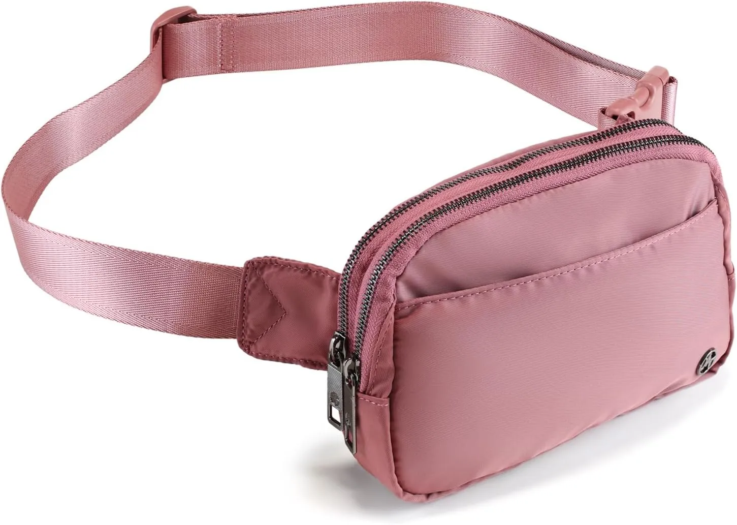 Pander Everywhere Belt Bag for Women, 5 Zipper Pockets Nylon Crossbody Fanny Pack Purse (Dune Pink)