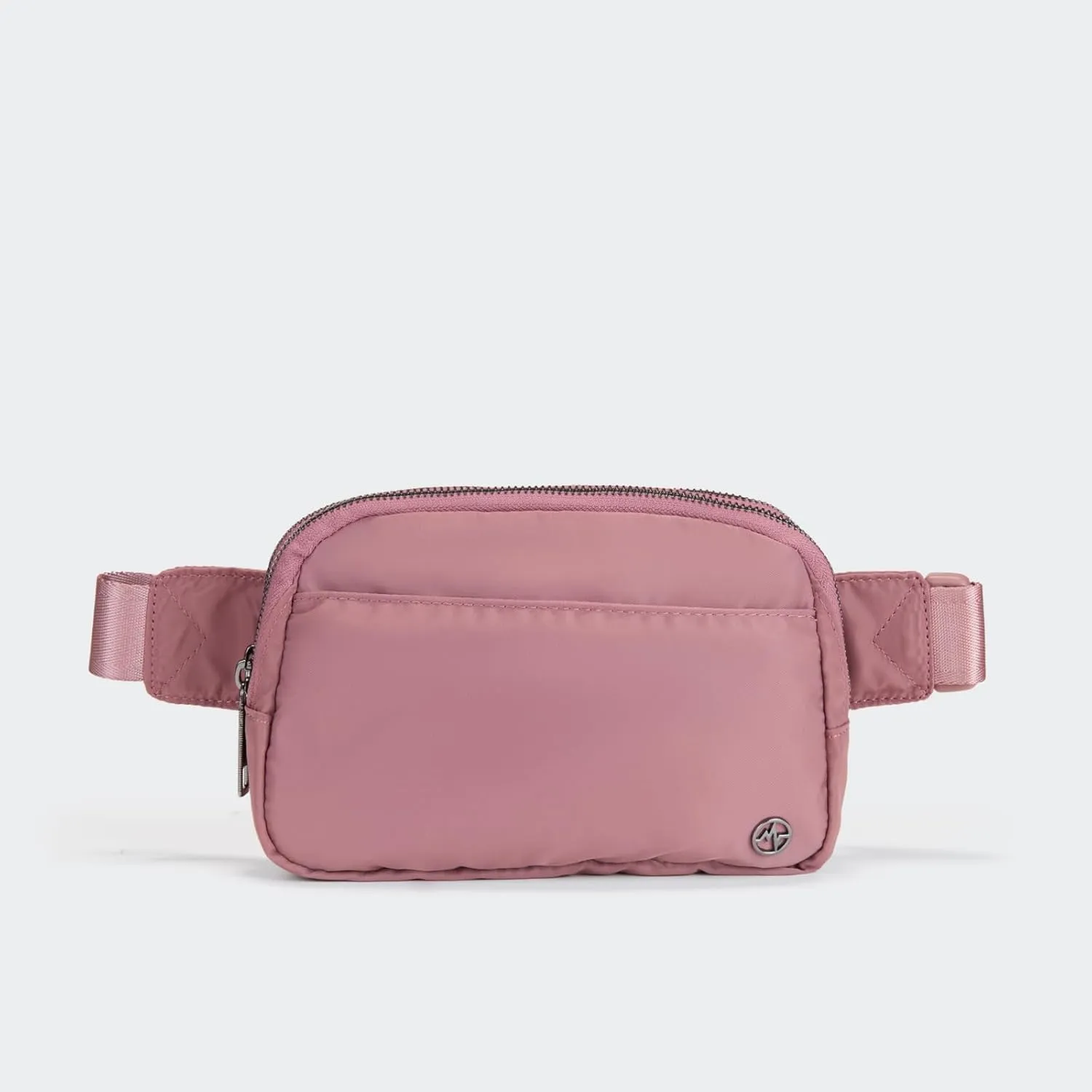 Pander Everywhere Belt Bag for Women, 5 Zipper Pockets Nylon Crossbody Fanny Pack Purse (Dune Pink)