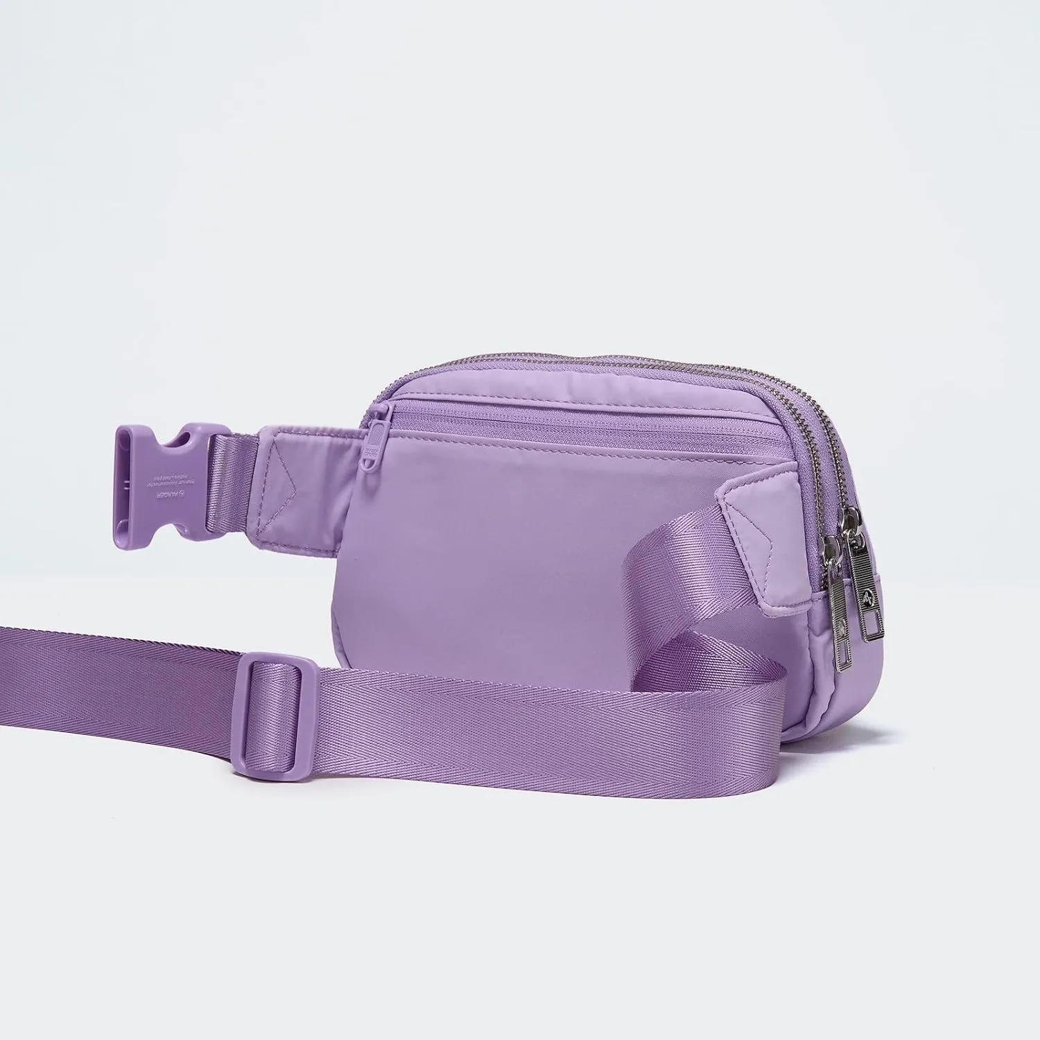 Pander Everywhere Belt Bag for Women, 5 Zipper Pockets Nylon Crossbody Fanny Pack Purse (Lilac Purple).
