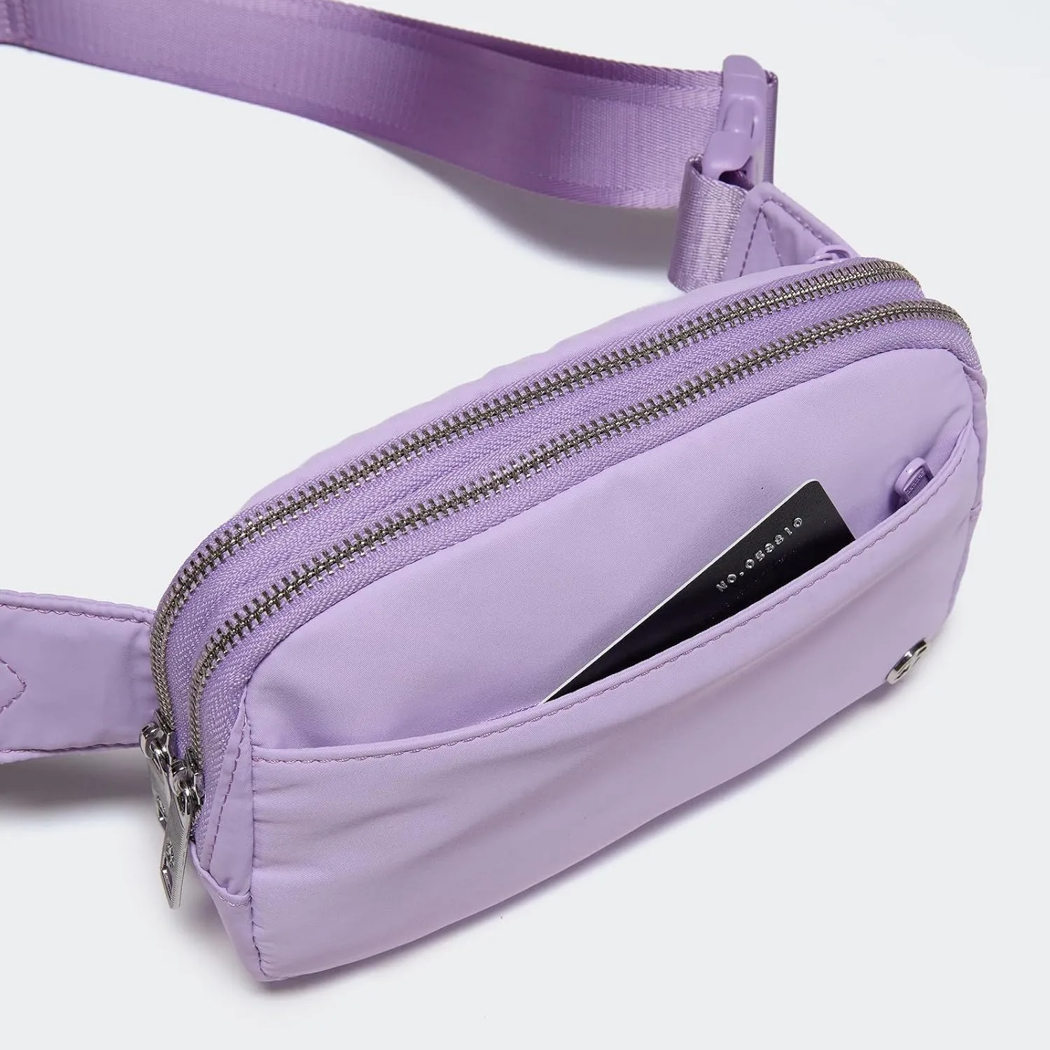 Pander Everywhere Belt Bag for Women, 5 Zipper Pockets Nylon Crossbody Fanny Pack Purse (Lilac Purple).
