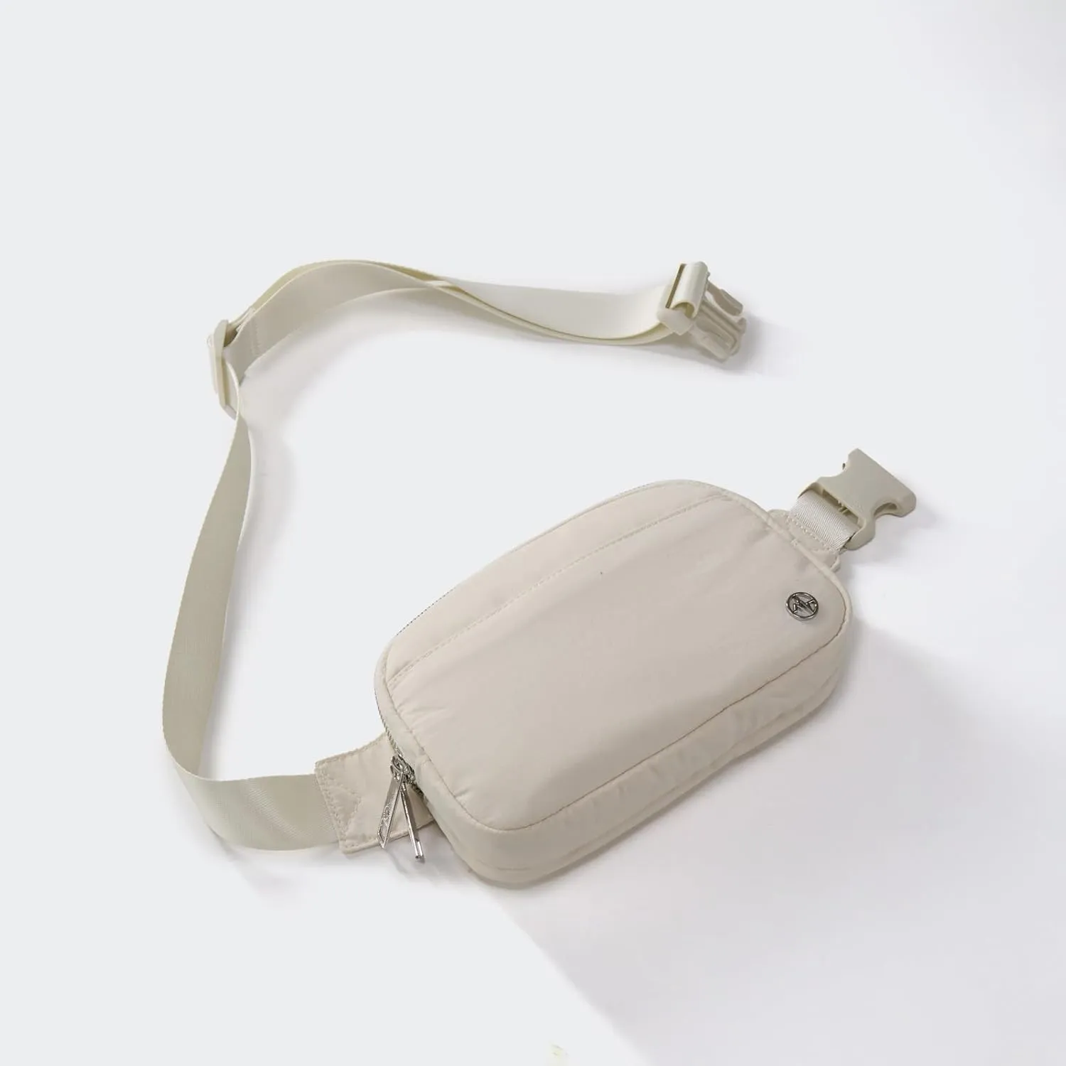 Pander Everywhere Belt Bag for Women, 5 Zipper Pockets Nylon Crossbody Fanny Pack Purse (White Opal)