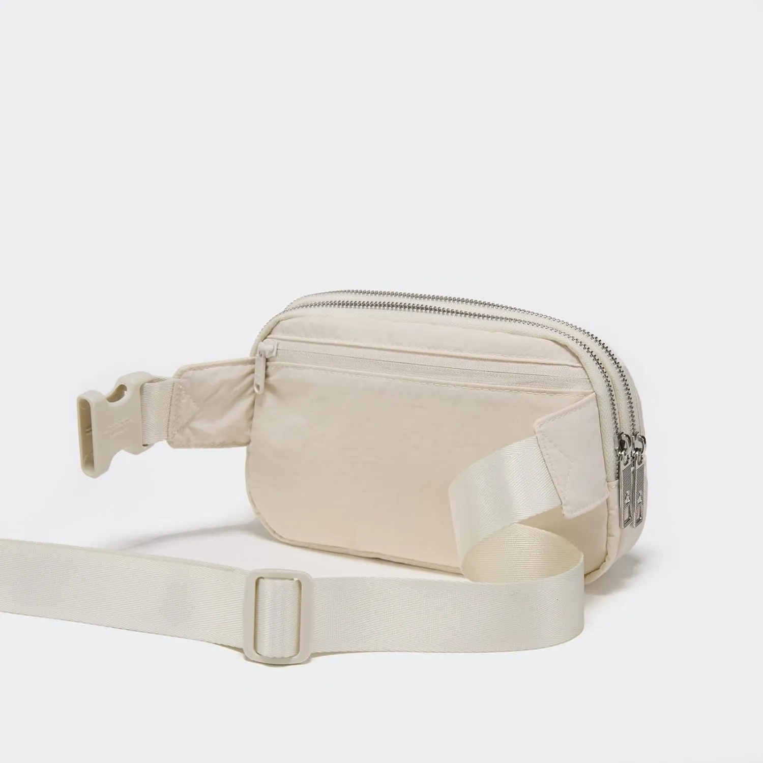 Pander Everywhere Belt Bag for Women, 5 Zipper Pockets Nylon Crossbody Fanny Pack Purse (White Opal)