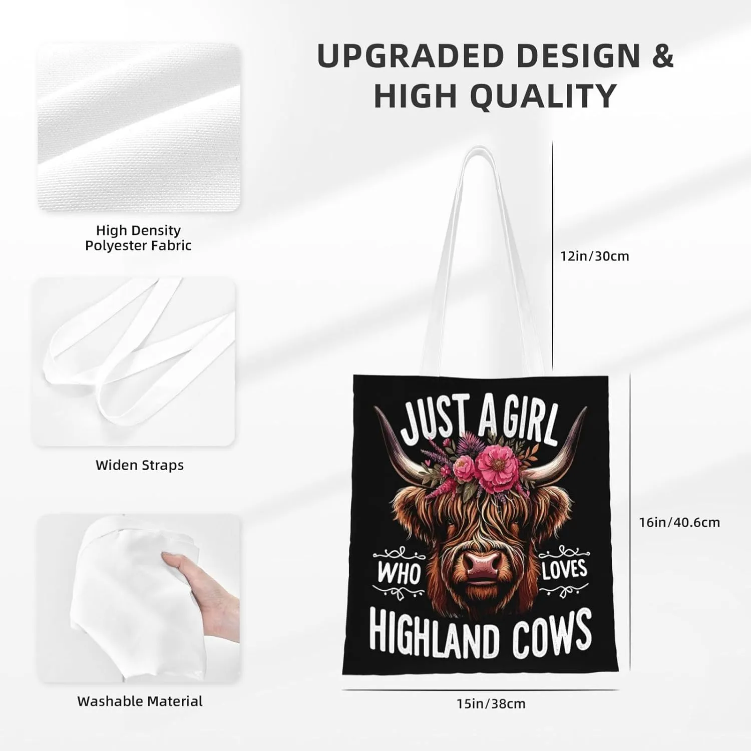 Papa Of The Birthday Girls Cow Tote Bag Reusable Shoulder Tote Bag For Women Lady Vacation, Shopping, Work