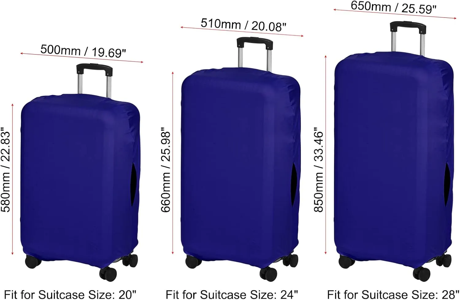 PATIKIL Elastic Silk Travel Luggage Cover, Washable Protective Suitcase Protector Bag Blue for 24 Inch Wheeled Suitcase