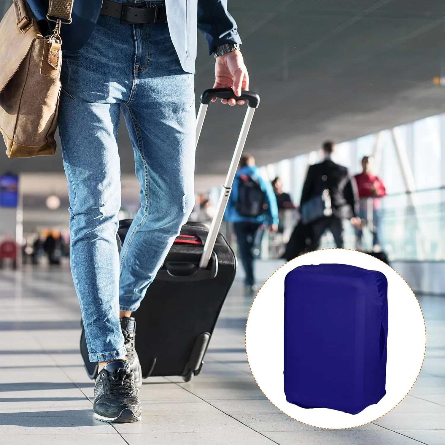 PATIKIL Elastic Silk Travel Luggage Cover, Washable Protective Suitcase Protector Bag Blue for 24 Inch Wheeled Suitcase