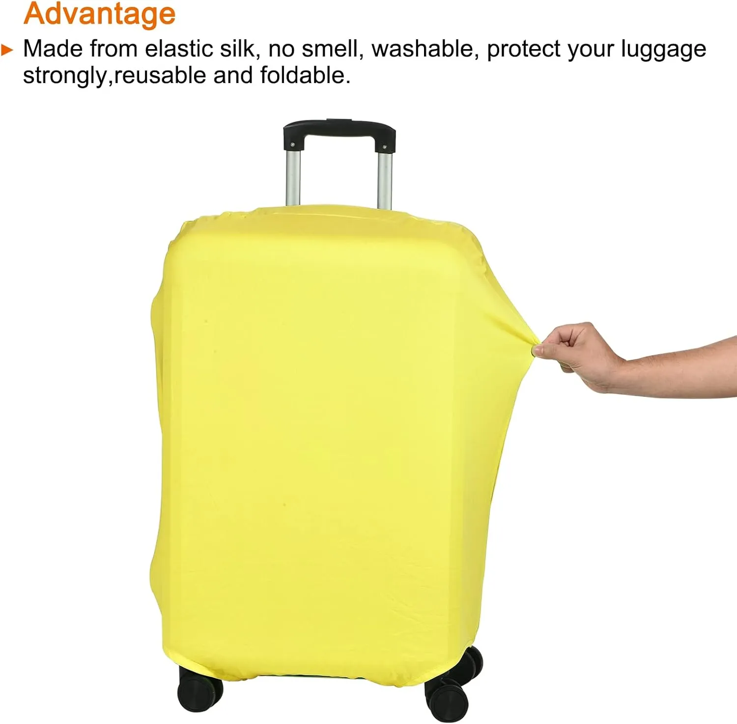 PATIKIL Elastic Silk Travel Luggage Cover, Washable Protective Suitcase Protector Bag Yellow for 28 Inch Wheeled Suitcase