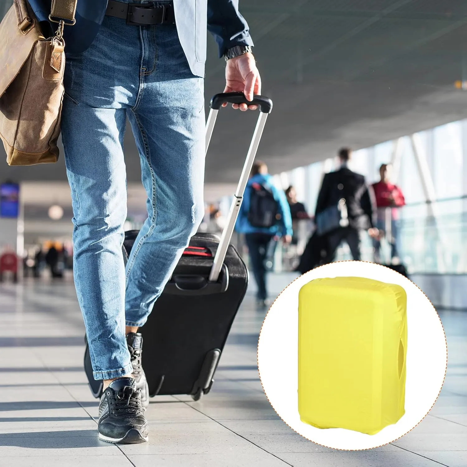 PATIKIL Elastic Silk Travel Luggage Cover, Washable Protective Suitcase Protector Bag Yellow for 28 Inch Wheeled Suitcase