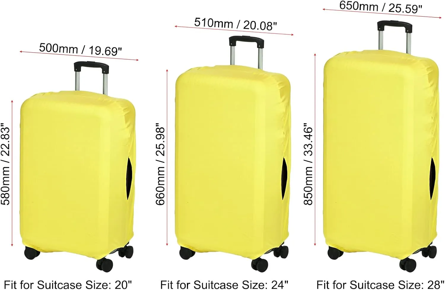 PATIKIL Elastic Silk Travel Luggage Cover, Washable Protective Suitcase Protector Bag Yellow for 28 Inch Wheeled Suitcase