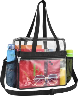 Paxiland Clear Bag for Stadium Events 12x6x12, Clear Tote Bag with Reinforced Strap, Transparent Bag for Sports Concert