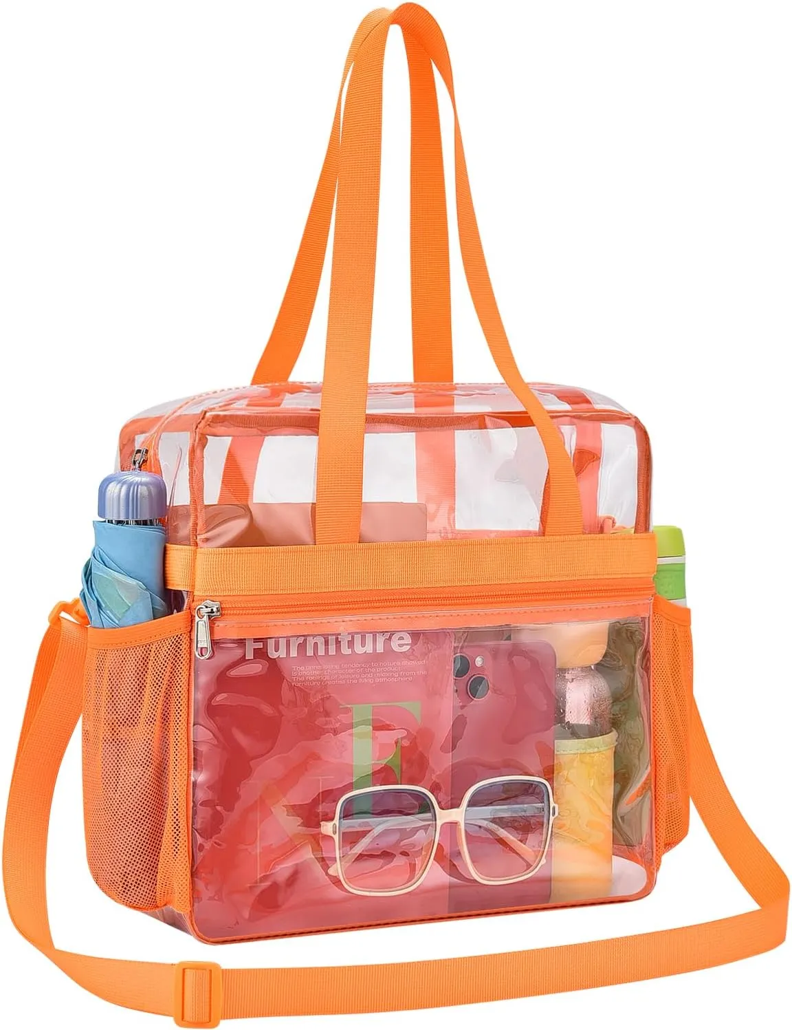 Paxiland Clear Bag for Stadium Events 12x6x12, Clear Tote Bag with Reinforced Strap, Transparent Bag for Sports Concert