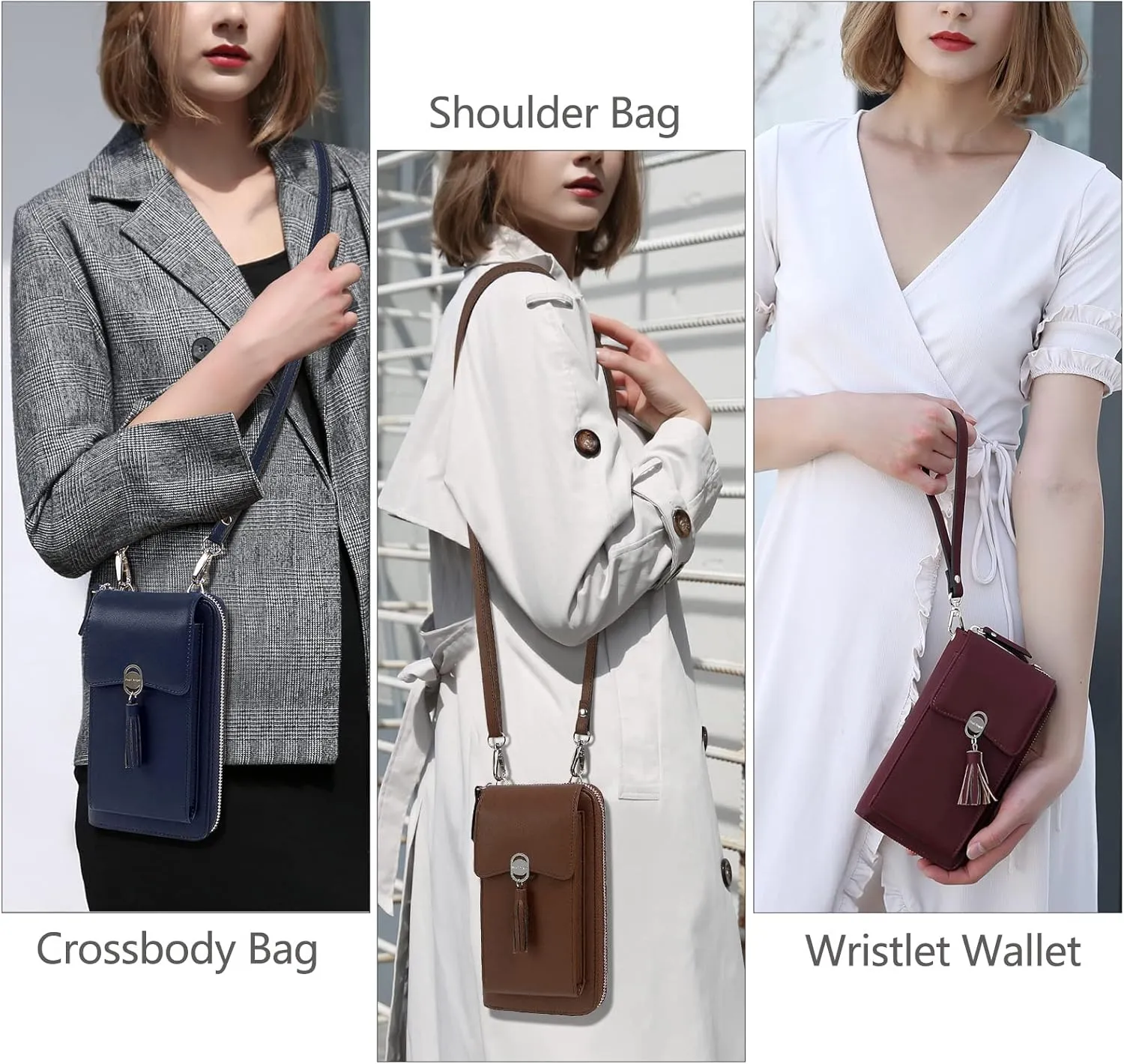 Pearl Angeli Small Crossbody Bag RFID Phone Wallet Women Cellphone Credit Card Purse with Adjustable Shoulder Strap