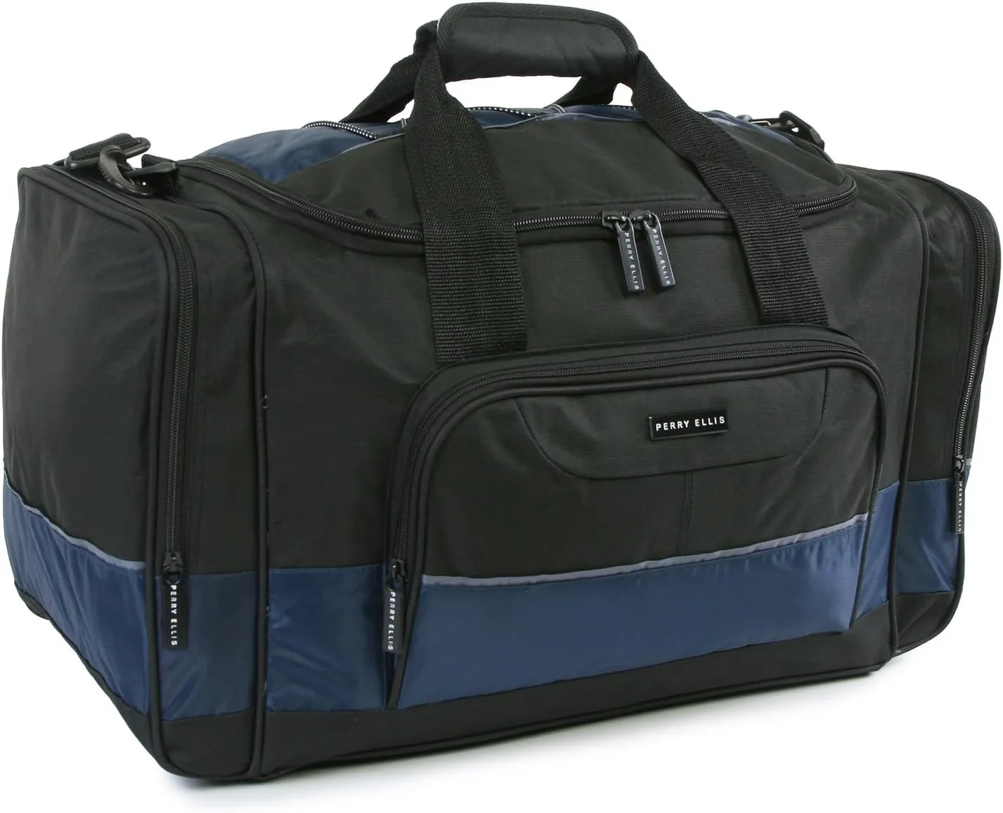 Perry Ellis 22" Business Duffel Bag, Black/Navy, One Size
