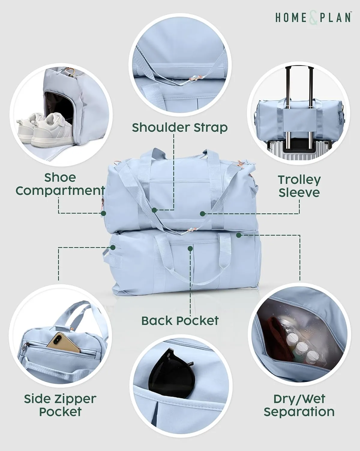 Personalized Ballet Duffle Bag for Women, Girls - Custom Duffel Bag - Different Color & Design Options - Blue