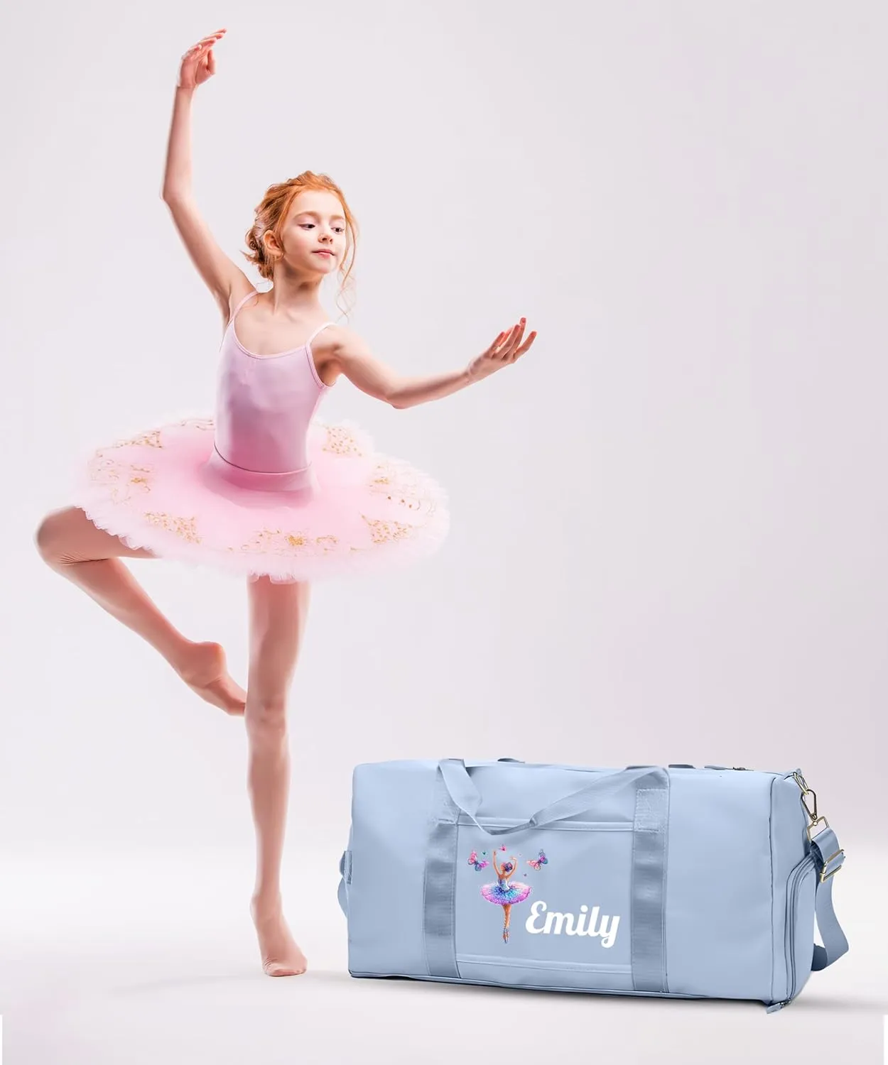 Personalized Ballet Duffle Bag for Women, Girls - Custom Duffel Bag - Different Color & Design Options - Blue