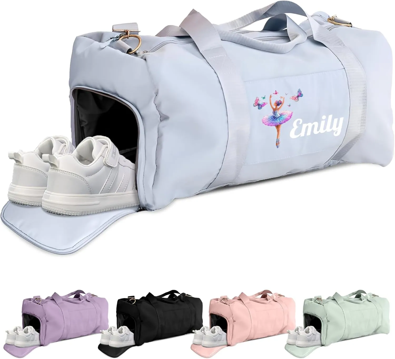 Personalized Ballet Duffle Bag for Women, Girls - Custom Duffel Bag - Different Color & Design Options - Blue