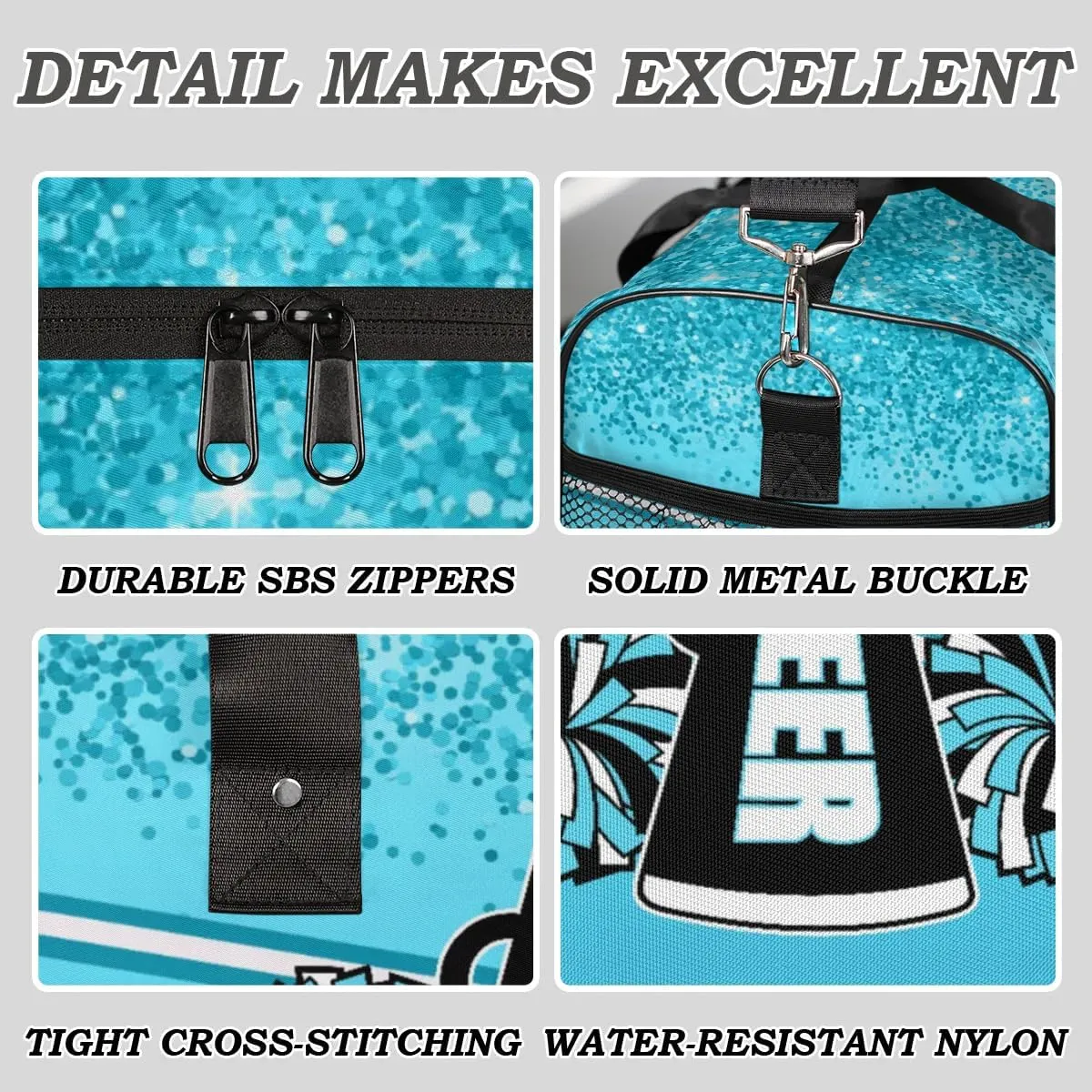 Personalized Cheer Bag for Cheerleaders, Sport Duffel Bag for Women, Cheerleading Gifts for Teams Blue