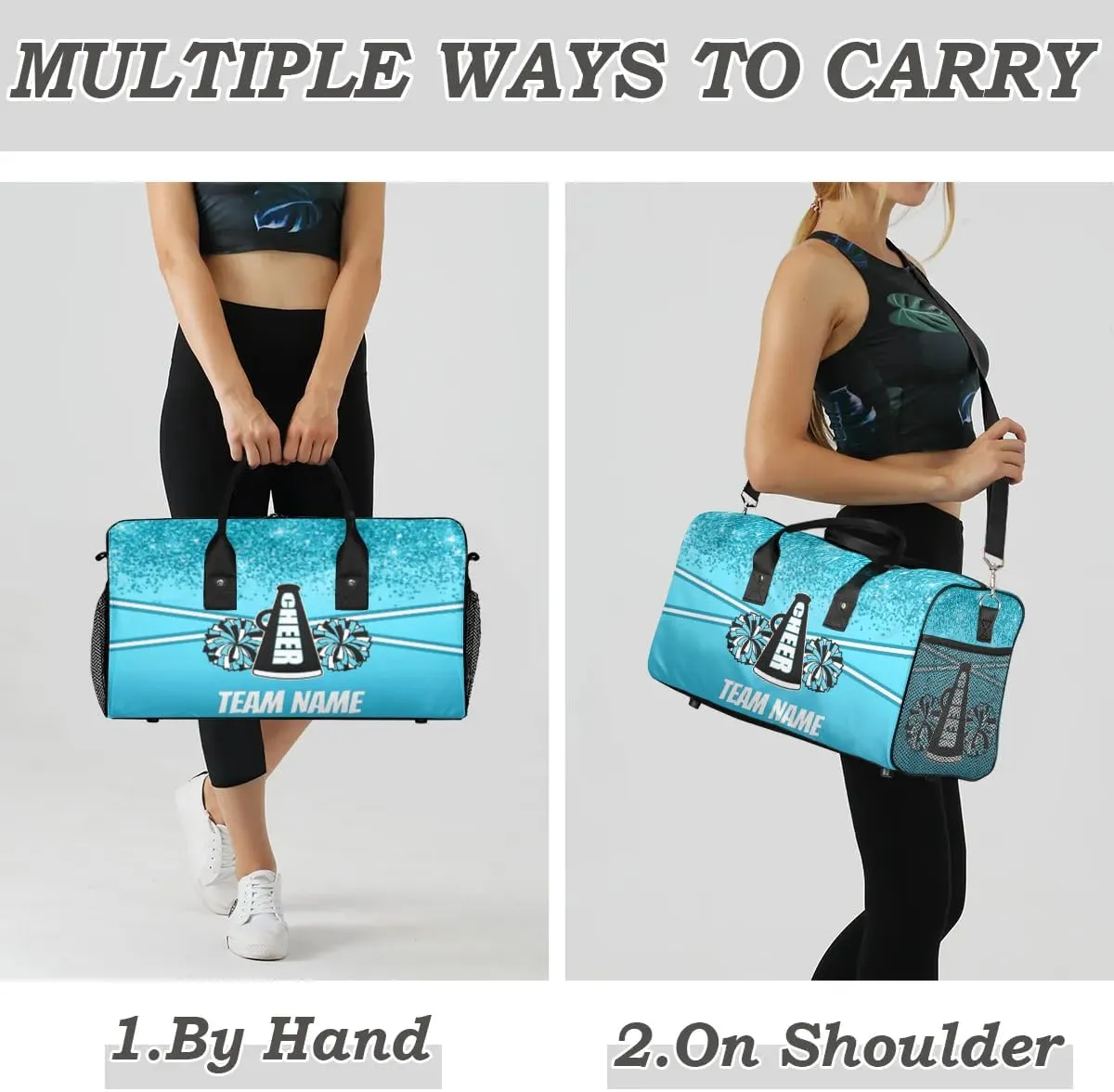 Personalized Cheer Bag for Cheerleaders, Sport Duffel Bag for Women, Cheerleading Gifts for Teams Blue