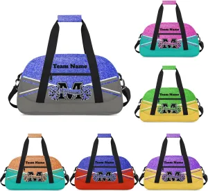 Personalized Cheerleader Bag Duffel Bag for Girls, Custom Cheer Bag Overnight Bags for Gymnastics Travel Weekender Grey Blue
