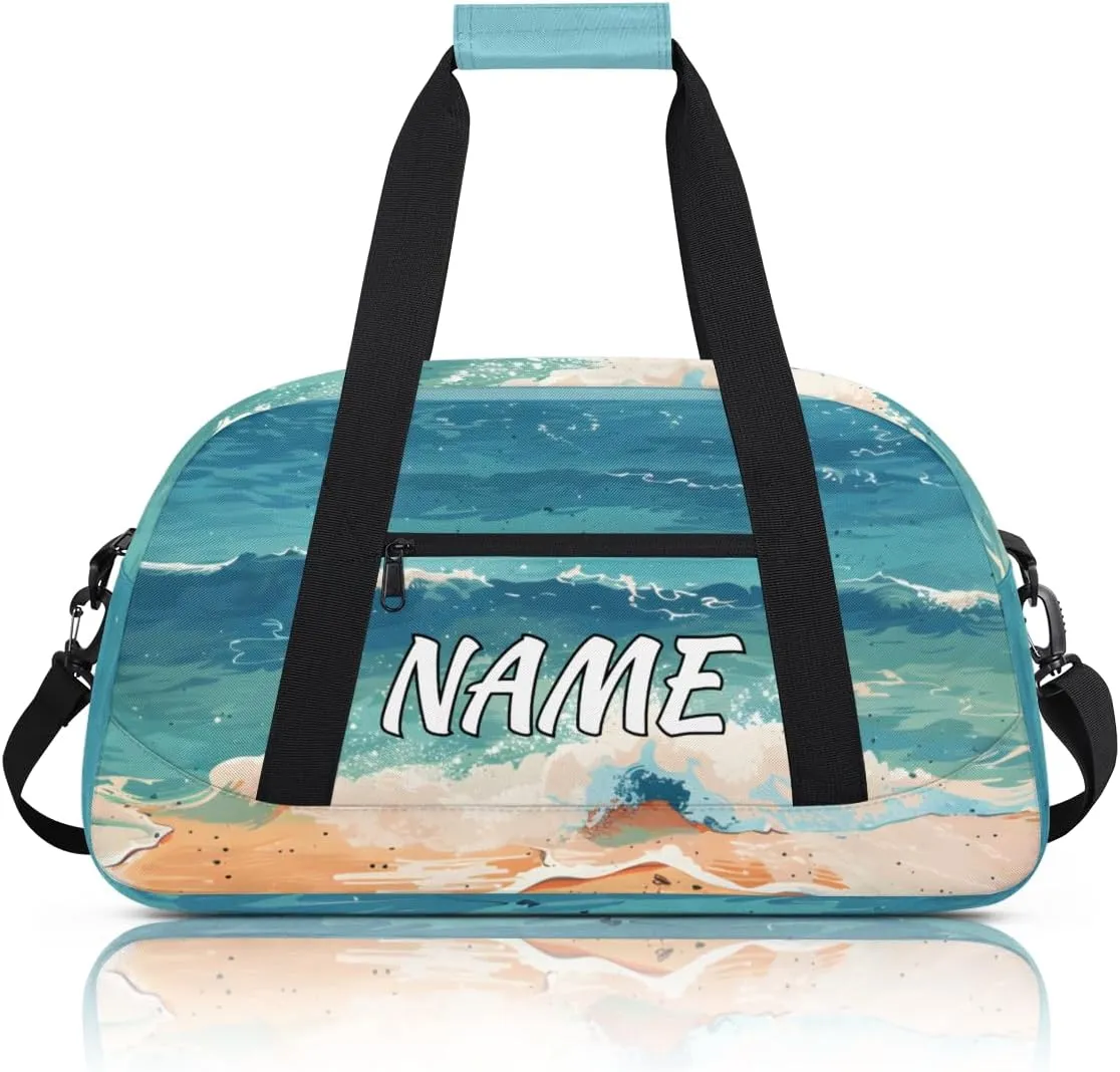 Personalized Custom Gym Bag for Women Men Carry on Nature Beach Travel Duffel Tote Ocean Seaside Overnight Workout Weekender Bag