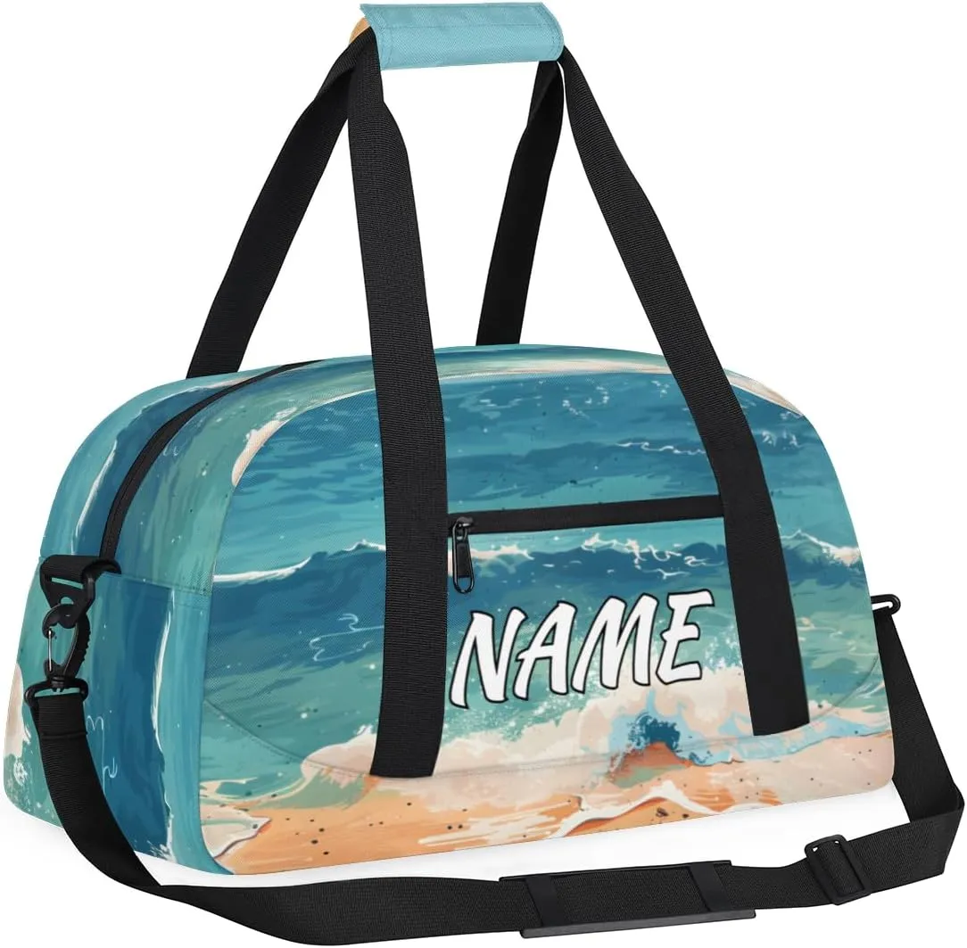 Personalized Custom Gym Bag for Women Men Carry on Nature Beach Travel Duffel Tote Ocean Seaside Overnight Workout Weekender Bag