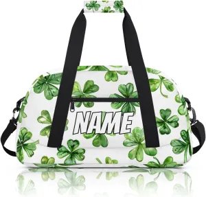 Personalized Custom Gym Bag for Women Men Carry on St. Patrick's Day Travel Duffel Tote Green Lucky Shamrock Overnight Workout Weekender Bag