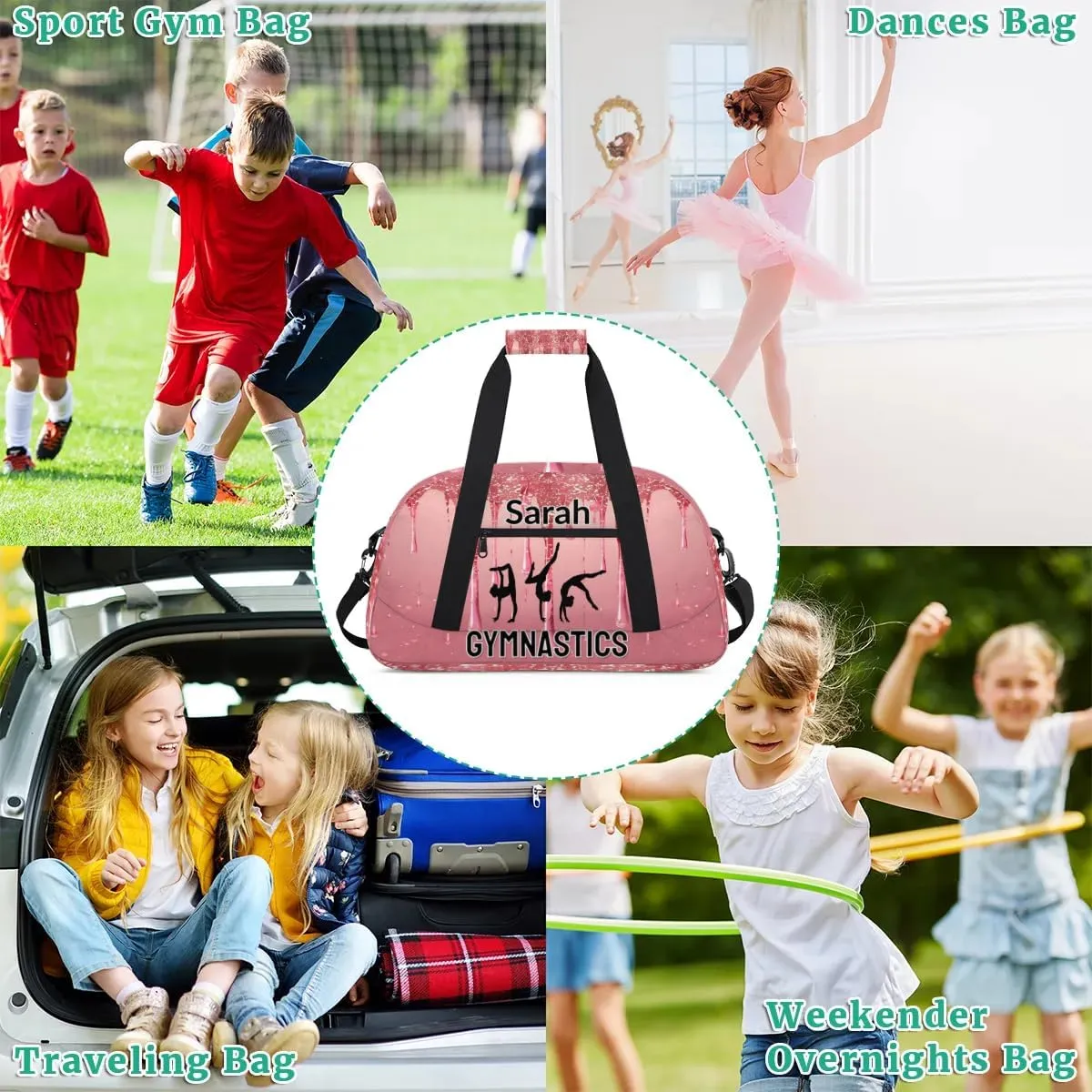 Personalized Dance Bag Gym Bag, Custom Gymnastics Sports Duffel Bags Weekender Bags Travel Duffel Bag Custom Neme Gymnastics Ballet Bag Fluid