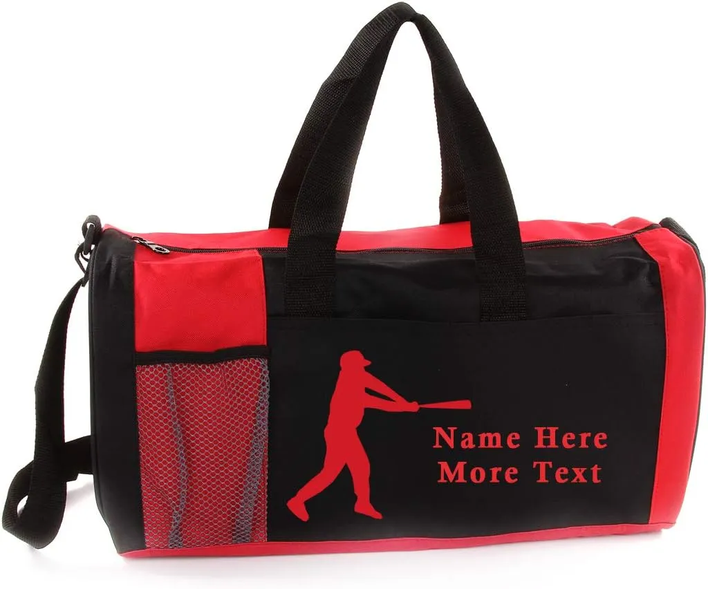 Personalized Kids 18 Inch Sport Duffel Bag With Custom Name & Text - Baseball
