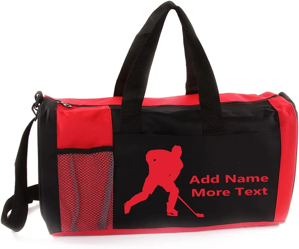 Personalized Kids 18 Inch Sport Duffel Bag With Custom Name & Text - Hockey