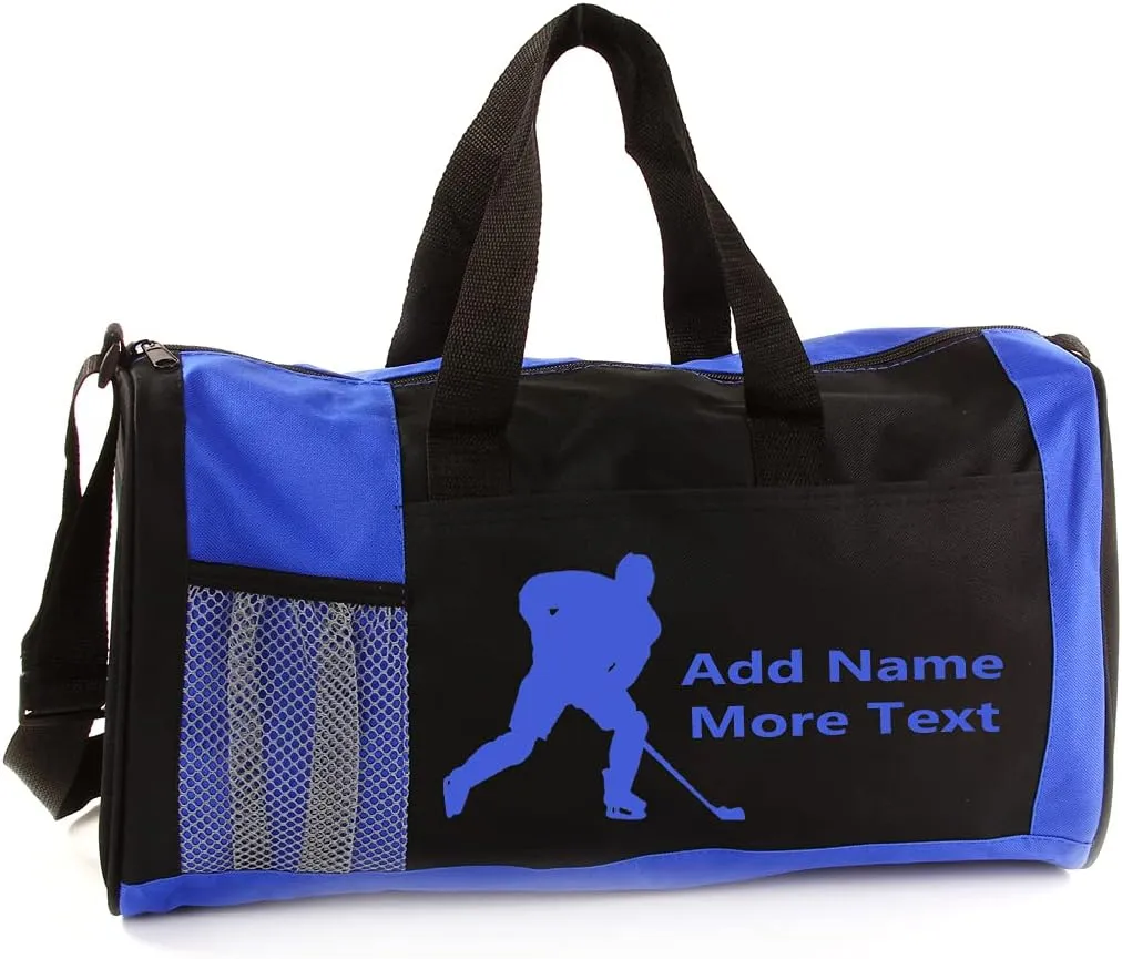 Personalized Kids 18 Inch Sport Duffel Bag With Custom Name & Text - Hockey