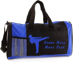 Personalized Kids 18 Inch Sport Duffel Bag With Custom Name & Text - Martial Arts Female
