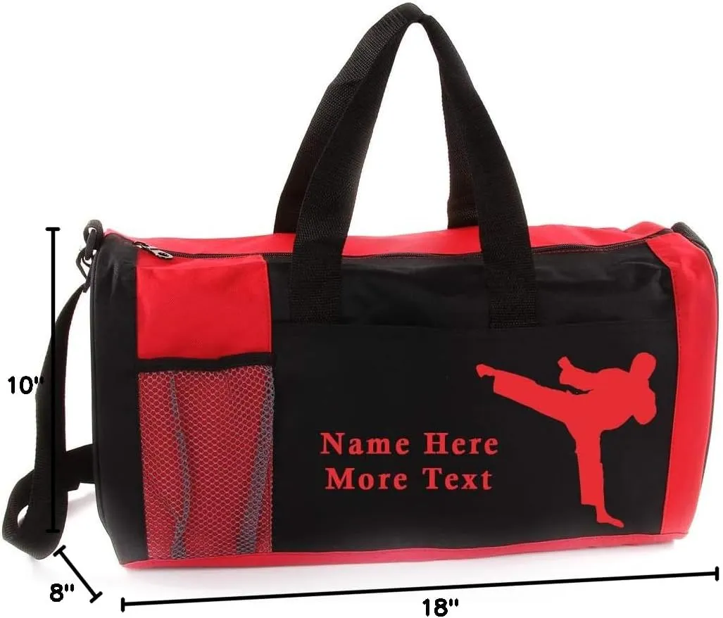 Personalized Kids 18 Inch Sport Duffel Bag With Custom Name & Text - Martial Arts Male
