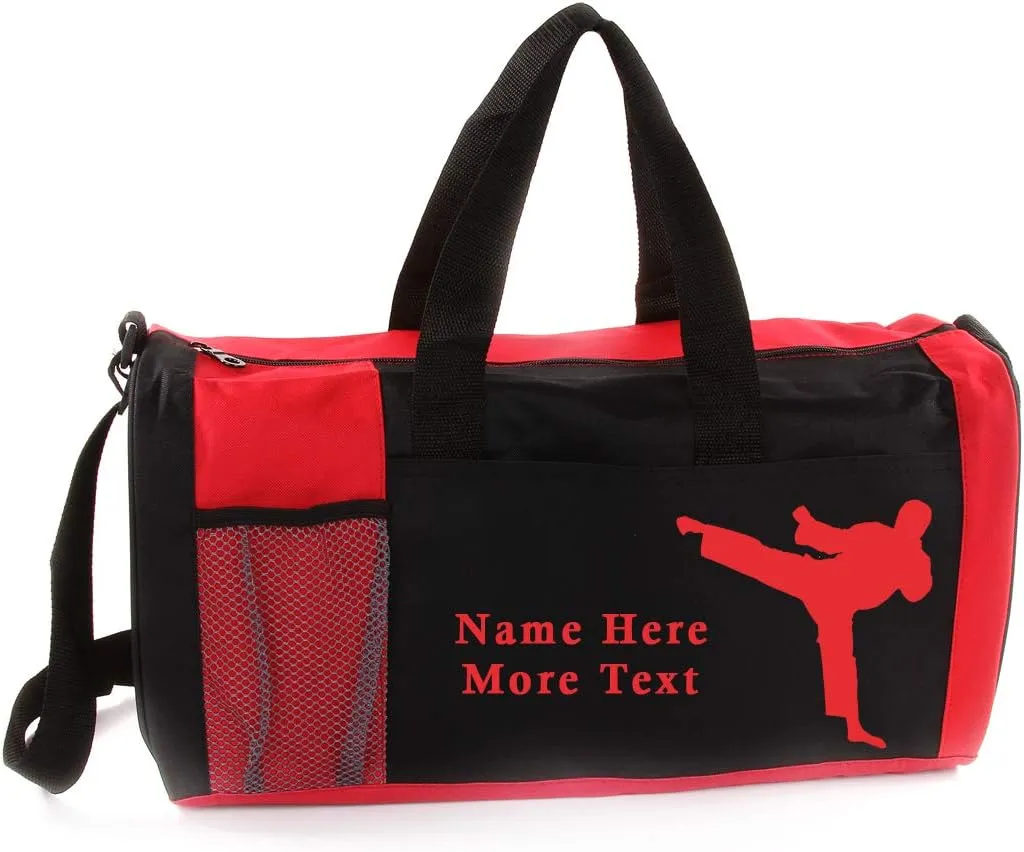 Personalized Kids 18 Inch Sport Duffel Bag With Custom Name & Text - Martial Arts Male