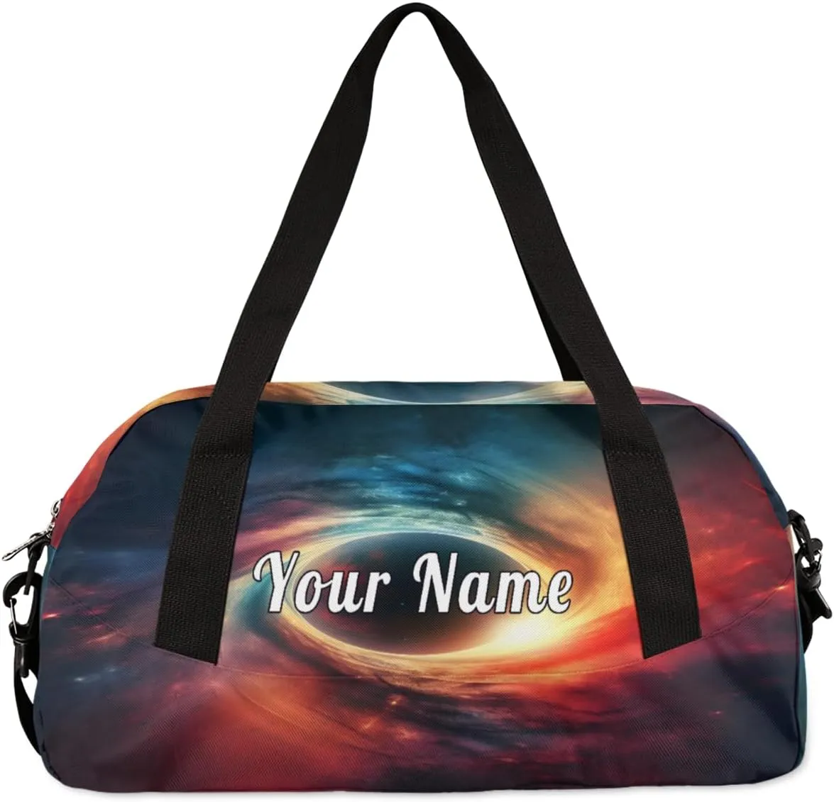Personalized Kids Duffel Bag Art Painting Black Holes Galaxy,Custom Sport Gym Bag for Boys Girls,WWeekender Overnight Bags Travel Duffel Bag,Customized Kids Gift