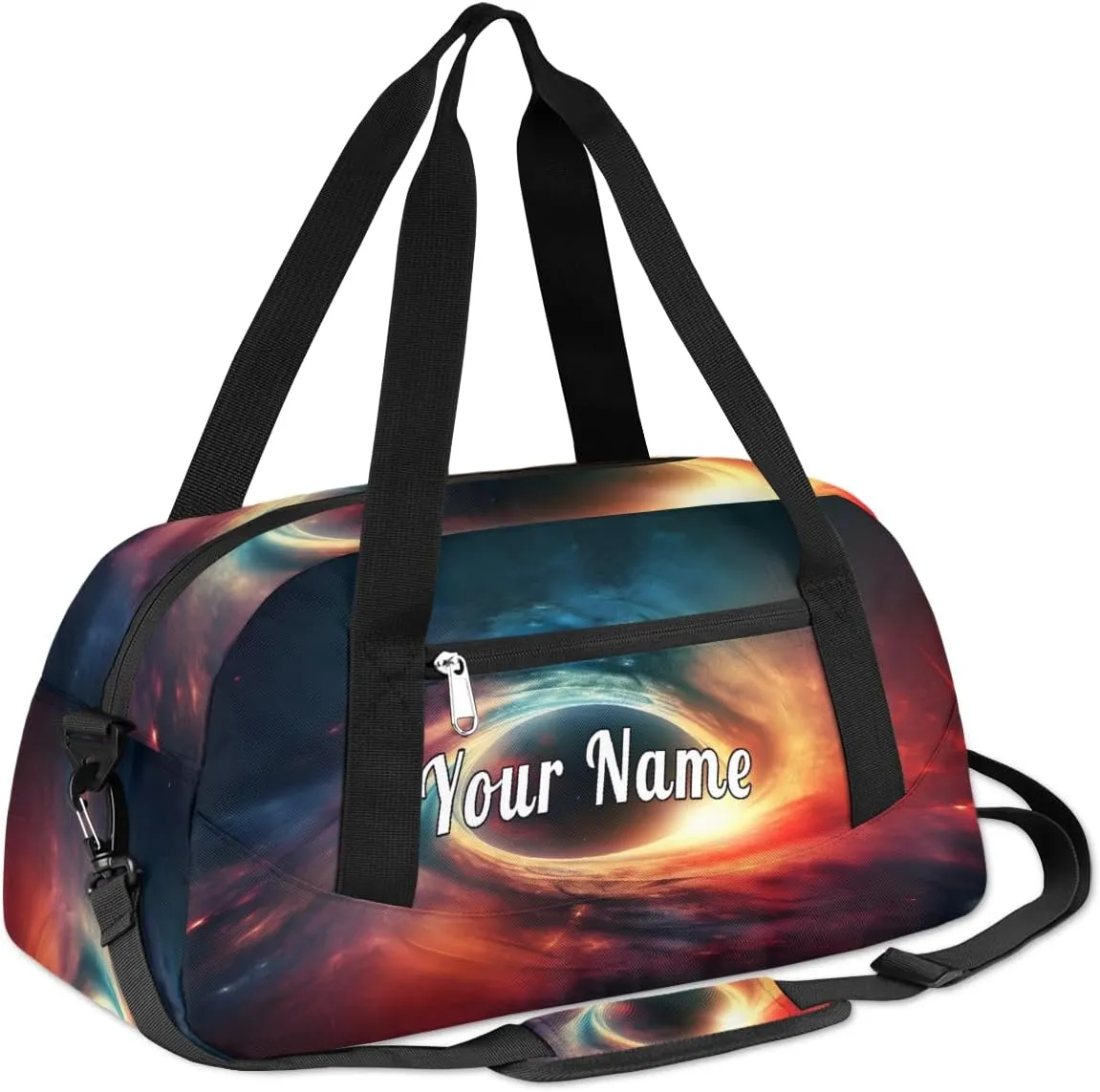 Personalized Kids Duffel Bag Art Painting Black Holes Galaxy,Custom Sport Gym Bag for Boys Girls,WWeekender Overnight Bags Travel Duffel Bag,Customized Kids Gift
