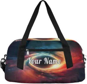 Personalized Kids Duffel Bag Art Painting Black Holes Galaxy,Custom Sport Gym Bag for Boys Girls,WWeekender Overnight Bags Travel Duffel Bag,Customized Kids Gift