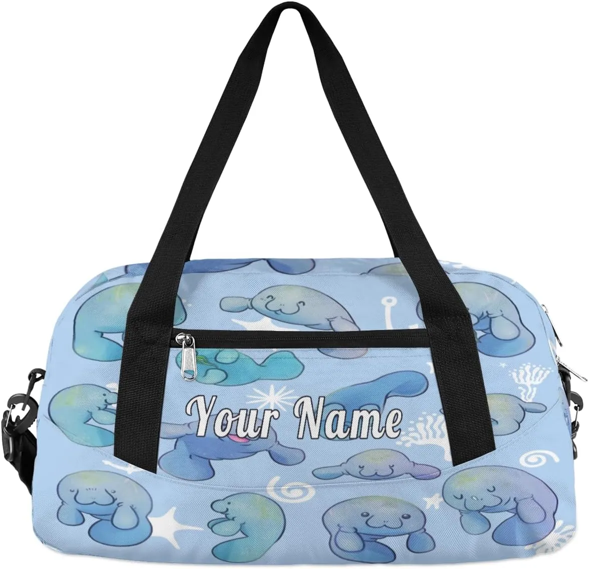 Personalized Kids Duffel Bag Ocean Sea Manatee,Custom Sport Gym Bag for Boys Girls,WWeekender Overnight Bags Travel Duffel Bag,Customized Kids Gift