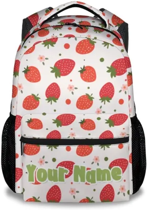Personalized School Backpack for Girls - 17 Inch Large Capacity Aesthetic Kid Backpack - Pink Durable Strawberry Bookbag for School, Travel and Camp