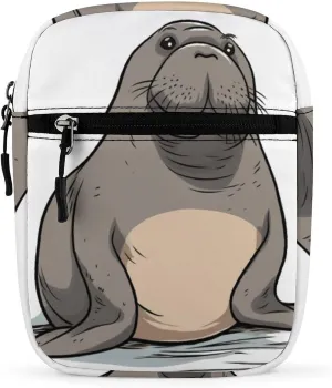 Personalized Small Crossbody Bag Water Resistant Messenger Bags Mini Cute Walrus Printing SlingBag For Men Women