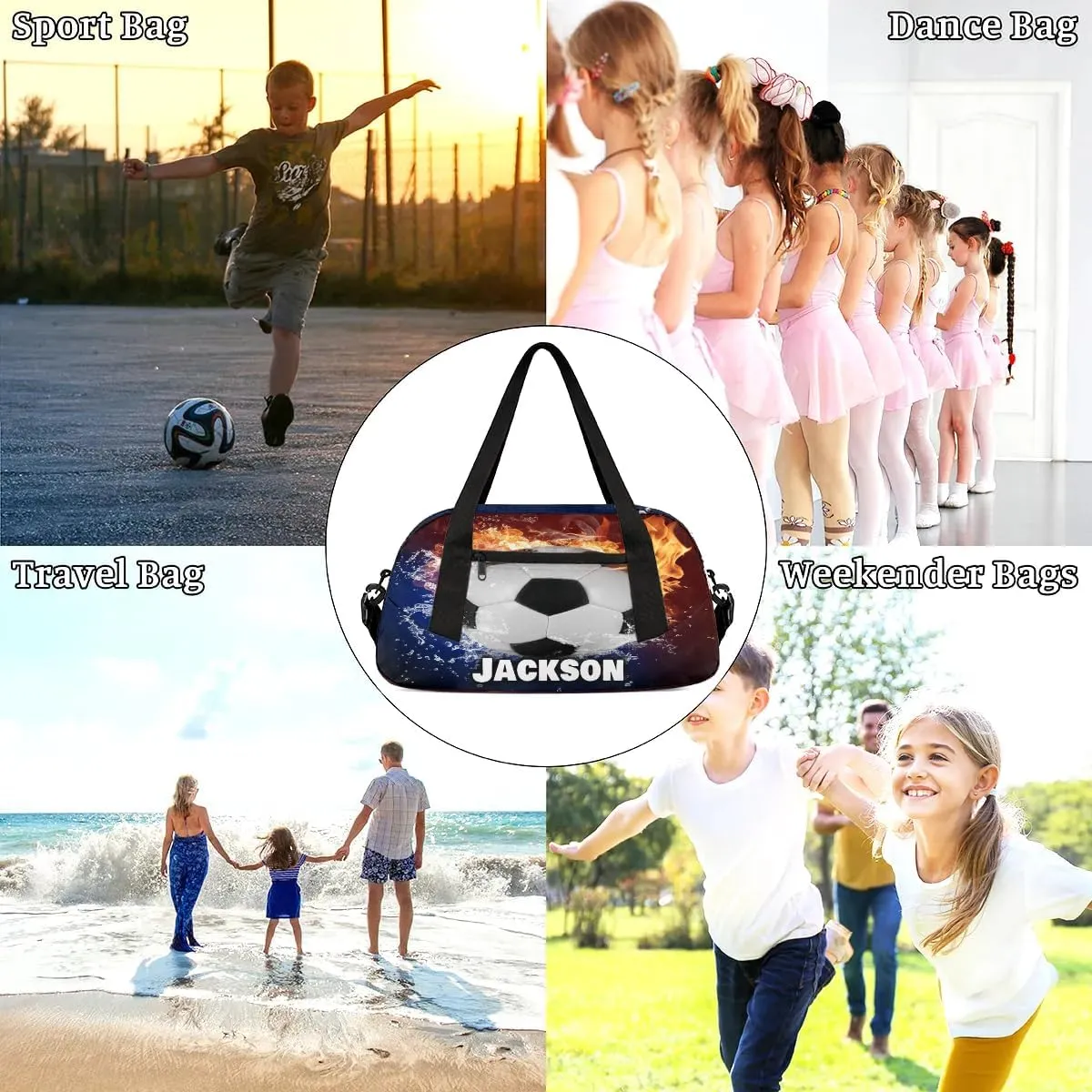 Personalized Sport Duffle Bag for Boys Girls, Custom Football Theme 1Kids Duffle Bag Gym Bag with Name, Travel Duffel Bag Overnight Weekender Bag, Customized Kids Gifts
