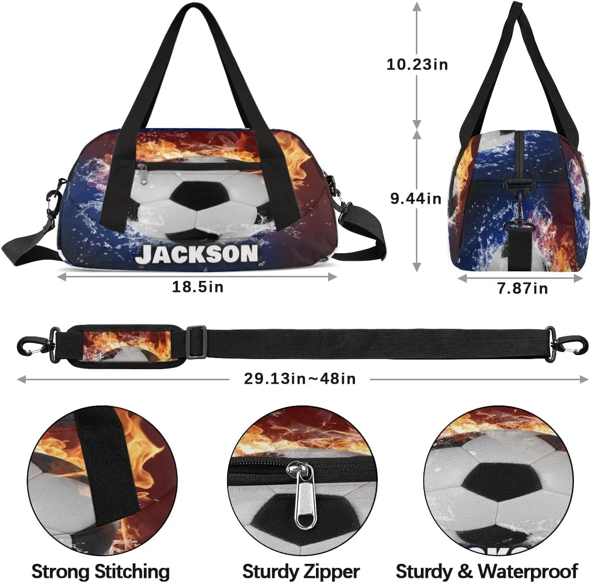 Personalized Sport Duffle Bag for Boys Girls, Custom Football Theme 1Kids Duffle Bag Gym Bag with Name, Travel Duffel Bag Overnight Weekender Bag, Customized Kids Gifts