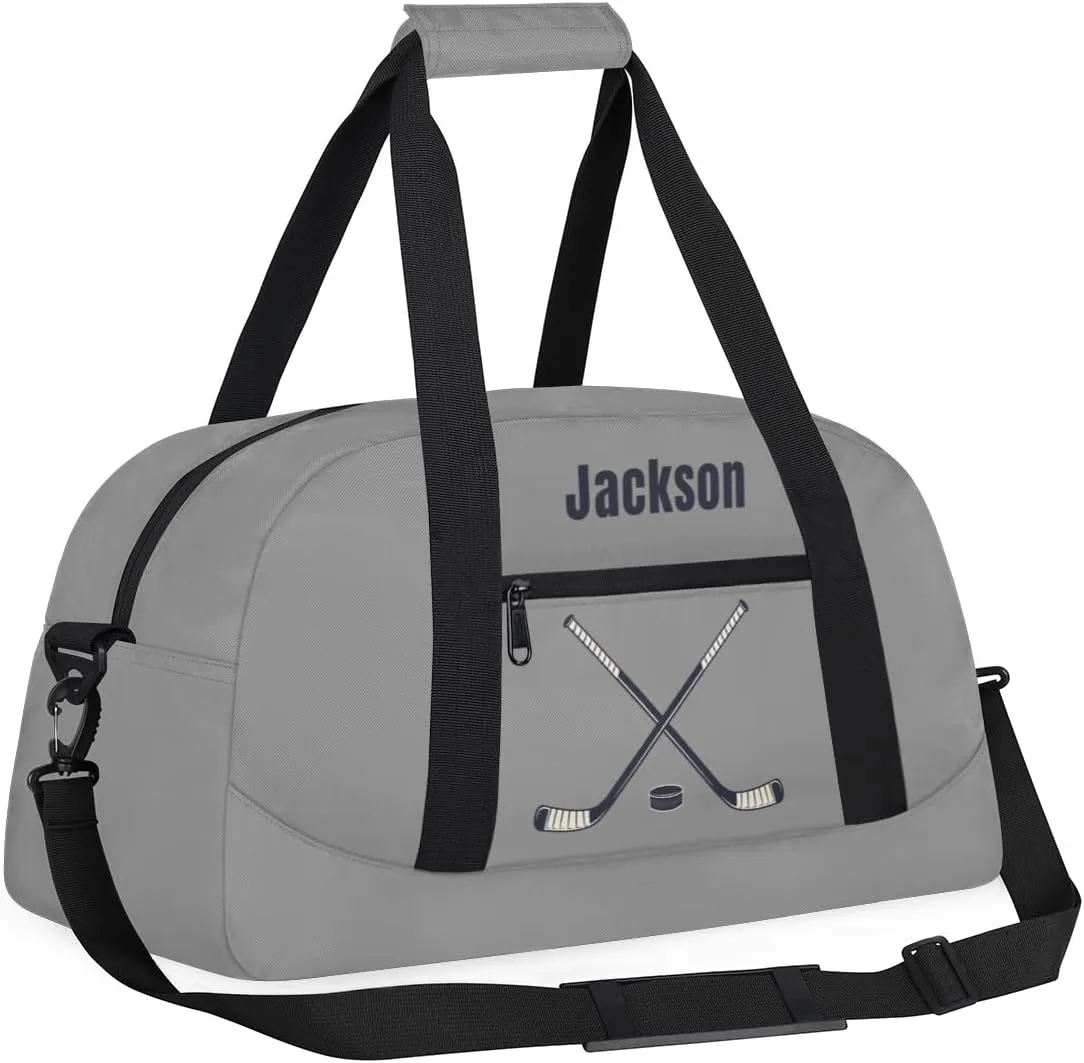 Personalized Sport Gym Bag for Boys,Custom Duffel Bag,Travel Weekender Overnight Tote Bag Carry On Duffel Bag,Customized Gift for Kids Hockey