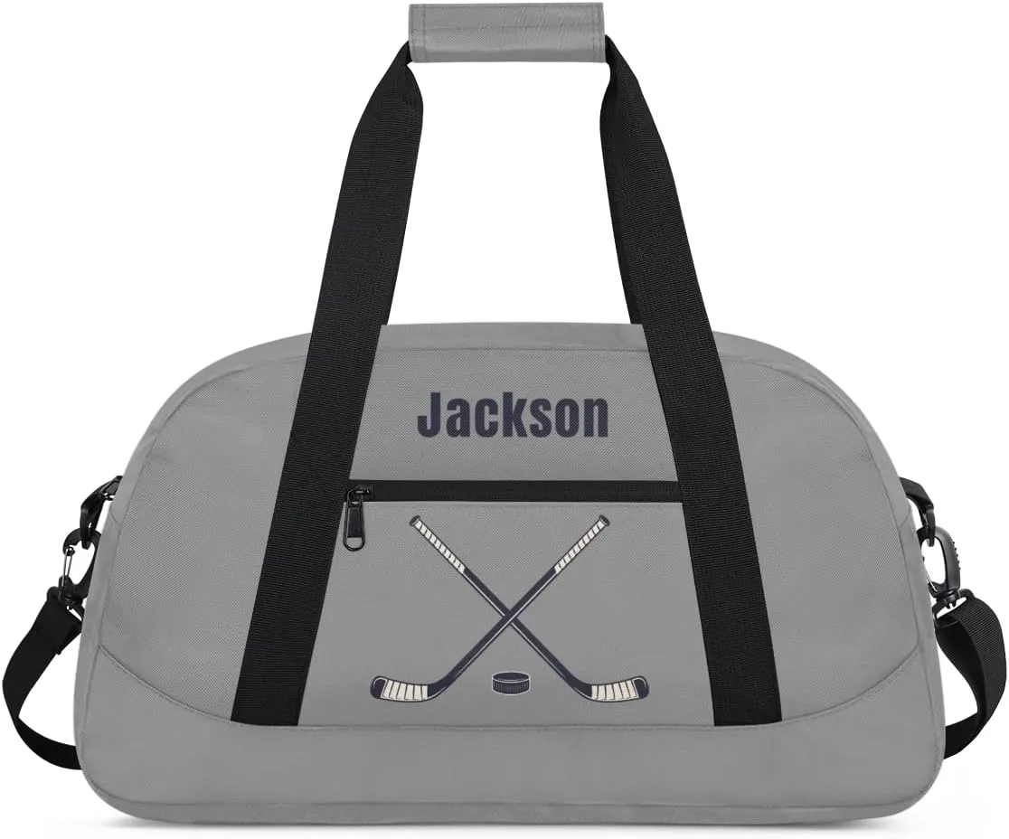 Personalized Sport Gym Bag for Boys,Custom Duffel Bag,Travel Weekender Overnight Tote Bag Carry On Duffel Bag,Customized Gift for Kids Hockey