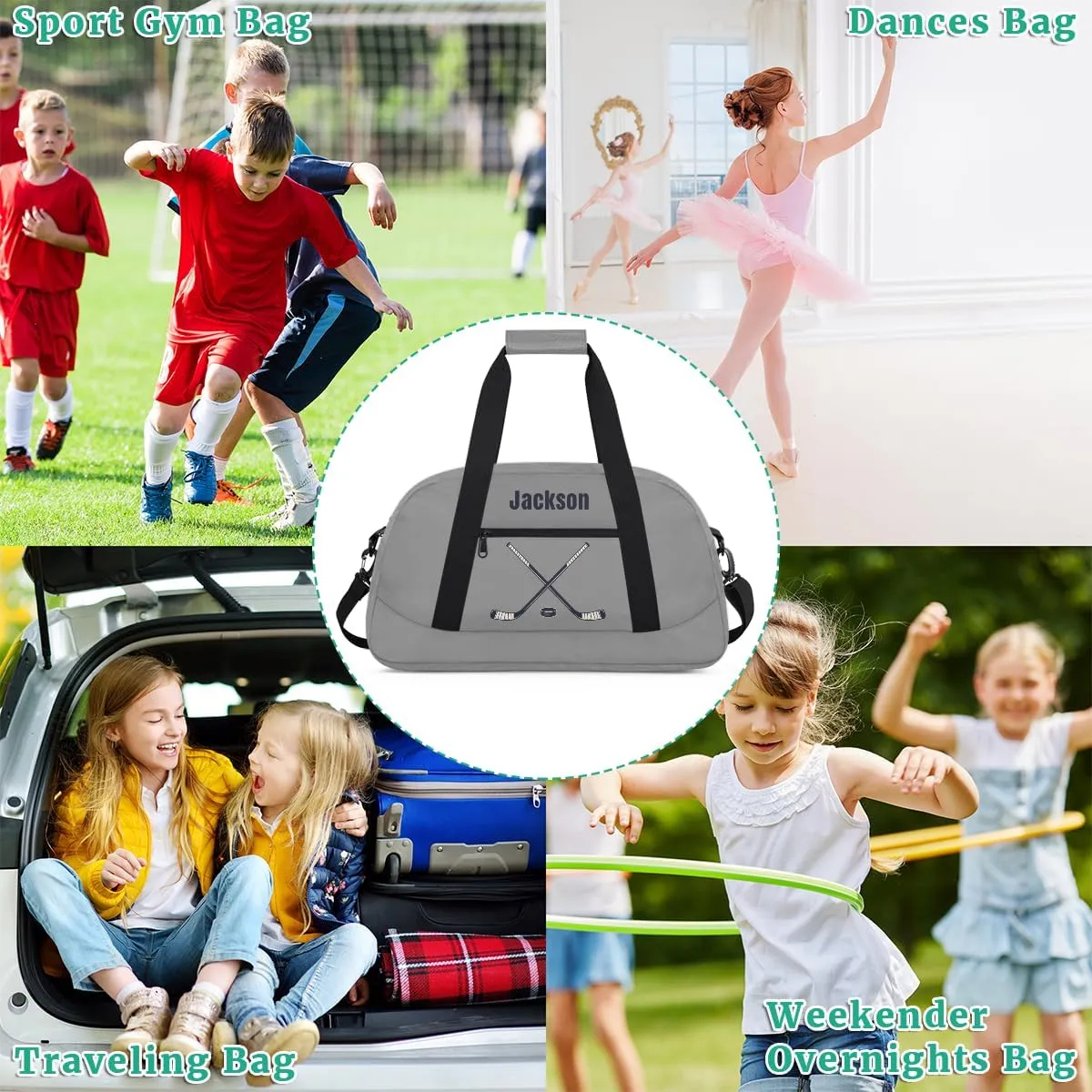 Personalized Sport Gym Bag for Boys,Custom Duffel Bag,Travel Weekender Overnight Tote Bag Carry On Duffel Bag,Customized Gift for Kids Hockey