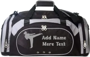 Personalized SportS Duffel Bag With Custom Name & Text - Martial Art Female Black
